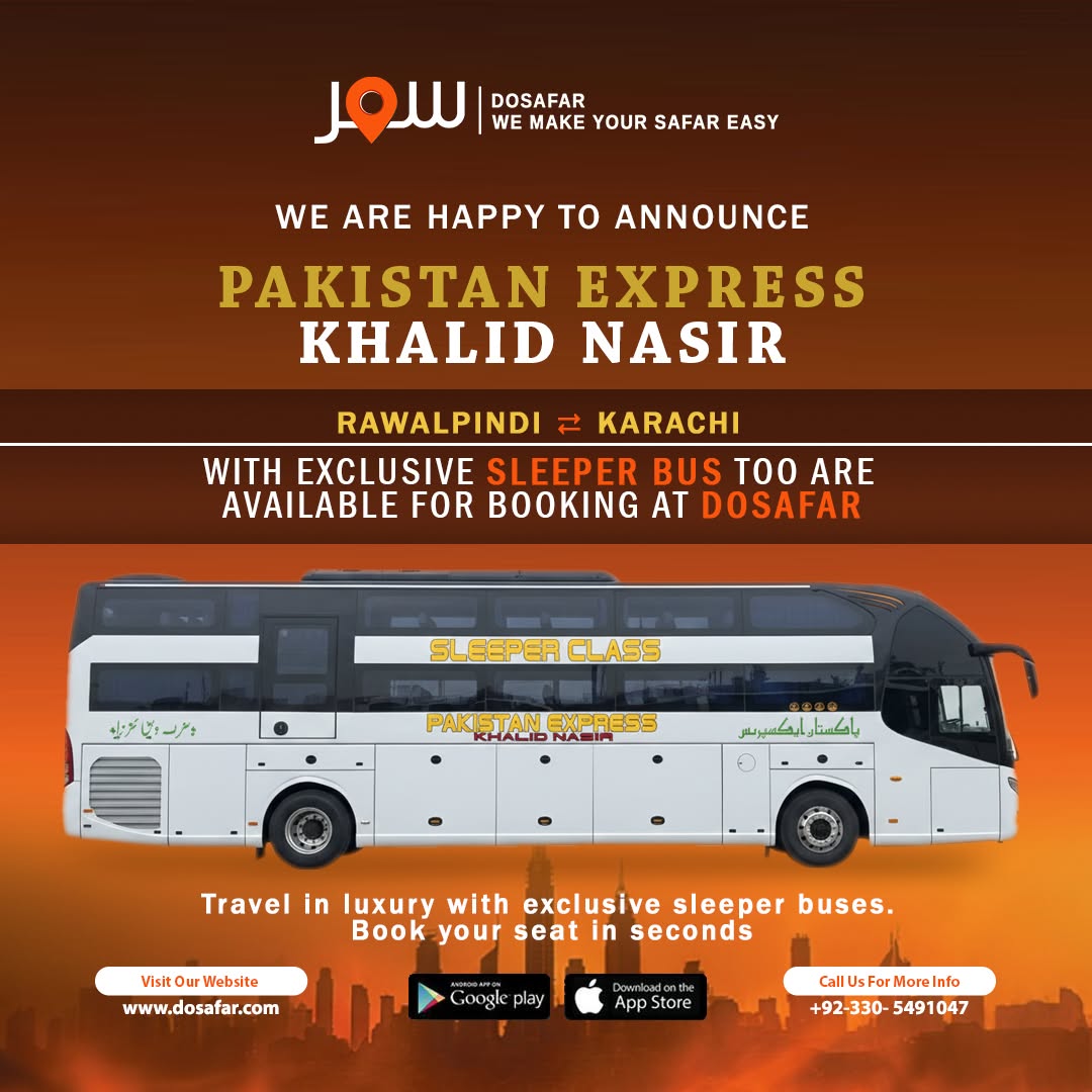 Pakistan Express Sleeper Bus announcement poster