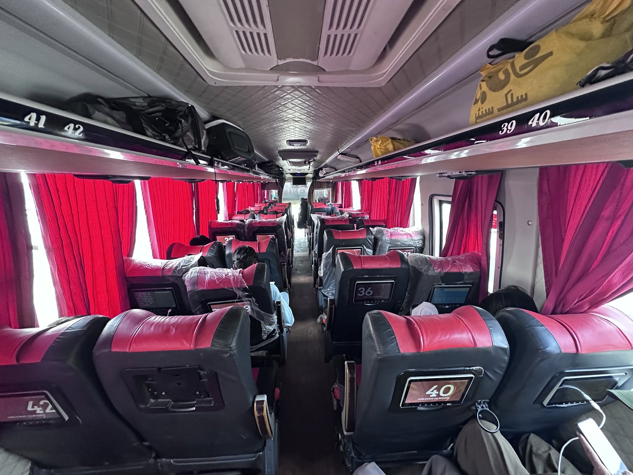 Business Class interior with VOD screens